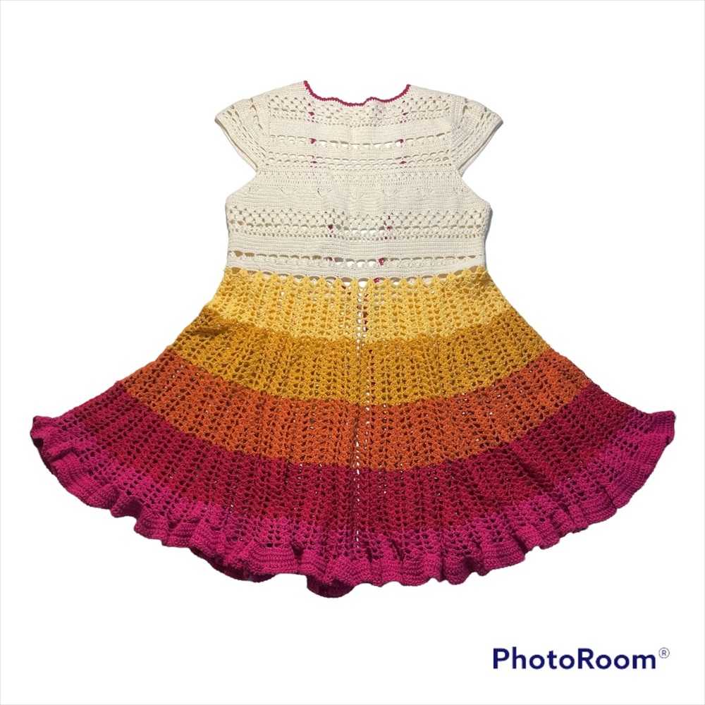 Crochet Multi Color Front Open Vest Size S - image 2
